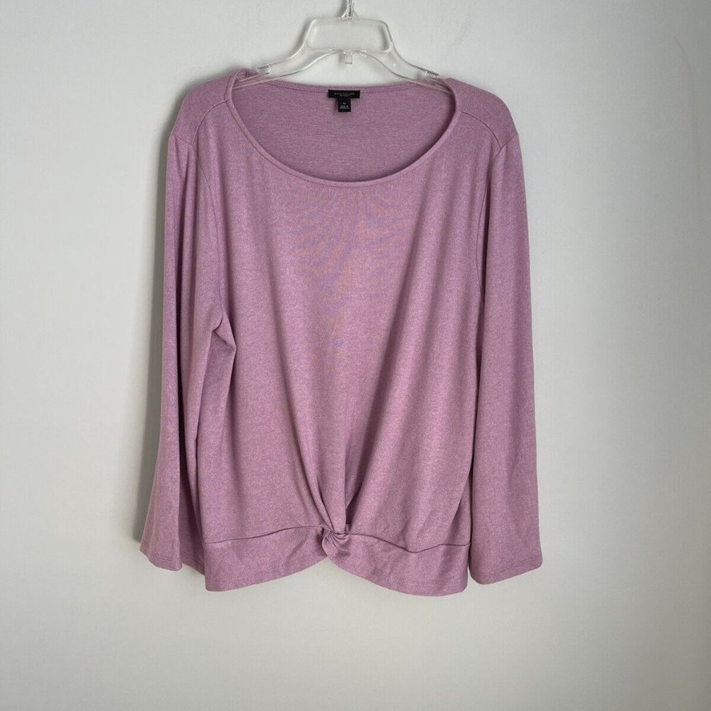 Ann Taylor Factory Pink Knot Front Long Sleeve Sweater